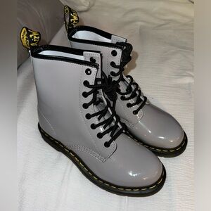Grey Patent Leather Doc Martens